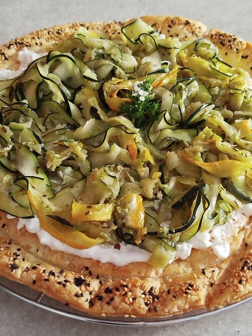 Tarte aux tagliatelles de courgettes
